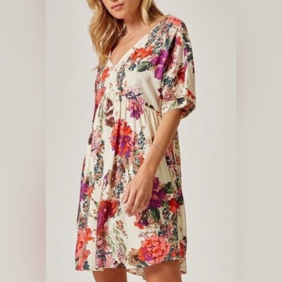 Andree by Unit Floral V-Neck Women's Tunic Dress Women’s Size 1X - Picture 16 of 16